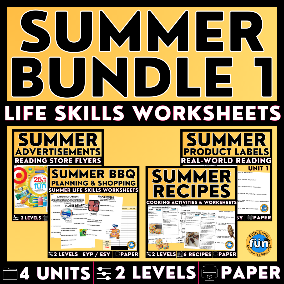 SUMMER BUNDLE 1 - Life Skills - Functional Text - Special Education - EYP & ESY