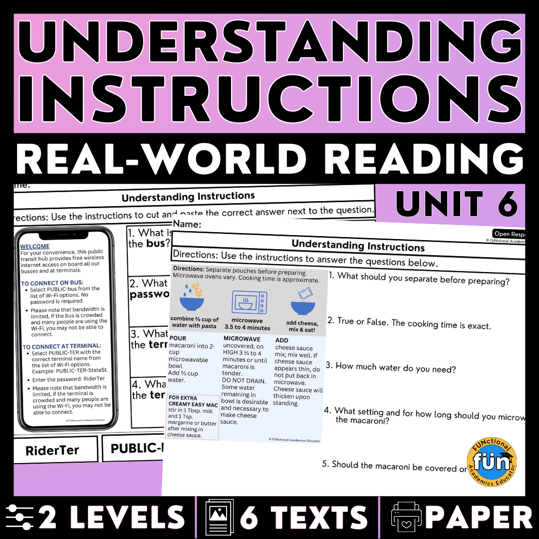 Understanding Instructions 6 - Real-World Reading & Comprehension Worksheets