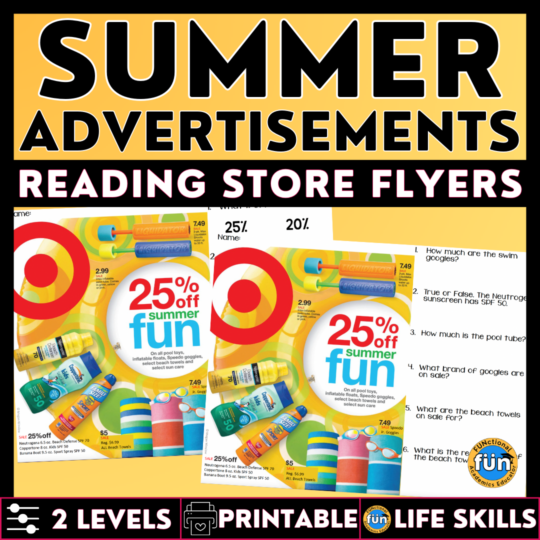 Summer Advertisements - Reading Store Flyers - Functional Text - EYP & ESY
