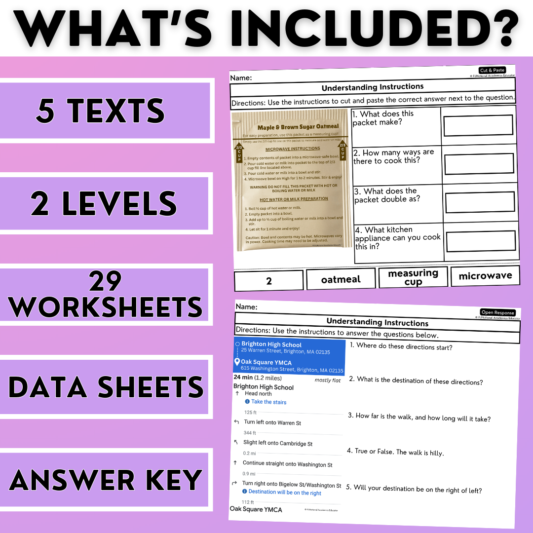 Understanding Instructions 3 - Real-World Reading & Comprehension Worksheets