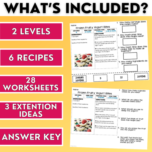 Summer Recipes - Cooking Activities & Worksheets - Reading - ESY & EYP