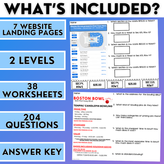 Website Comprehension 1 - Real-World Reading Worksheets - Functional Texts