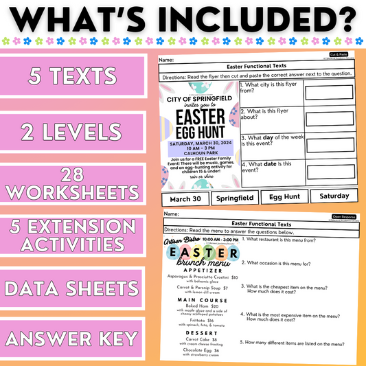 Easter Funtional Texts - Real-World Reading & Comprehension Worksheets