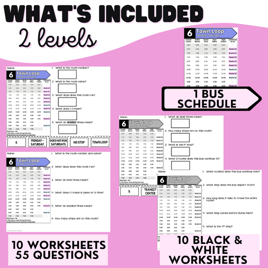 Bus & Train Schedules FREEBIE - Life Skills - Vocational - Special Education