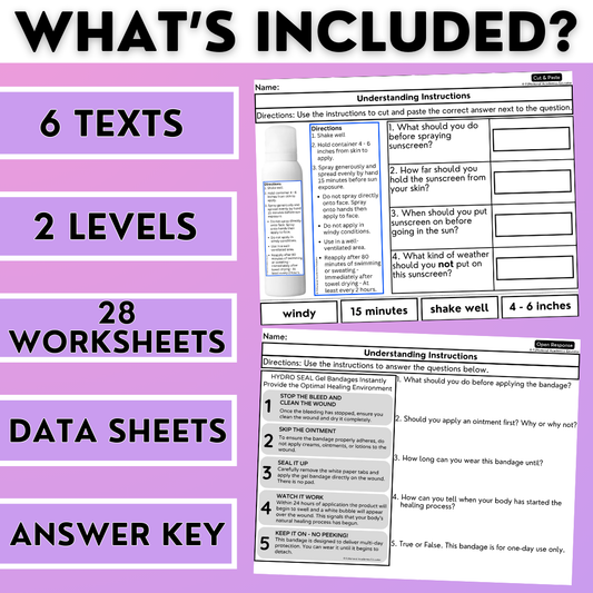 Understanding Instructions 4 - Real-World Reading & Comprehension Worksheets