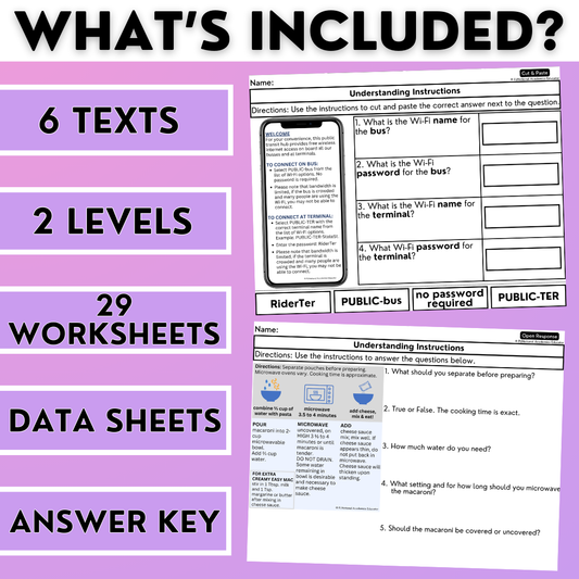 Understanding Instructions 6 - Real-World Reading & Comprehension Worksheets