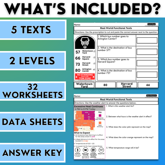 Real-World Functional Texts & Documents 4 - Reading & Comprehension Worksheets