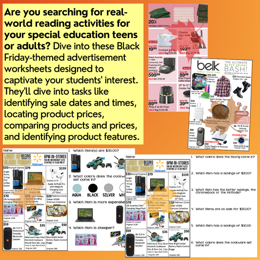 Black Friday Advertisements / Flyer Comprehension Unit 2 - Functional Text