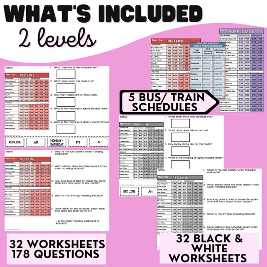 Bus & Train Schedules Unit 1 - Life Skills - Vocational - Special Education
