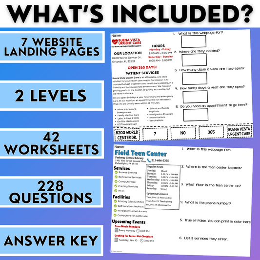 Website Comprehension 3 - Real-World Reading Worksheets - Functional Texts