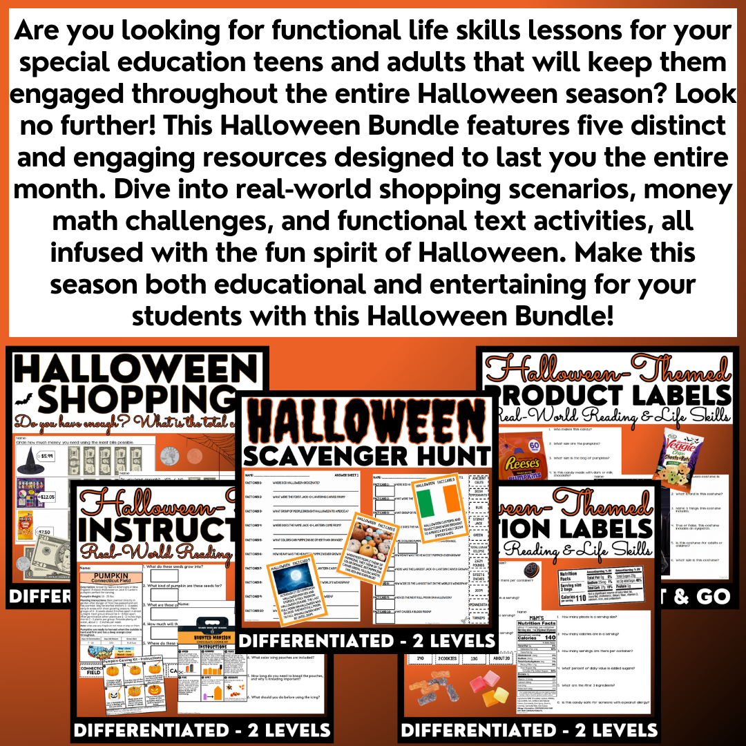 Halloween BUNDLE - Life Skills - Functional Text - Special Education