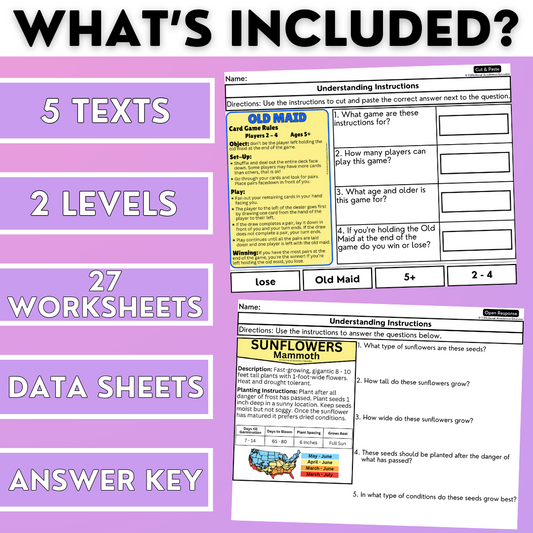 Understanding Instructions 1 - Real-World Reading & Comprehension Worksheets