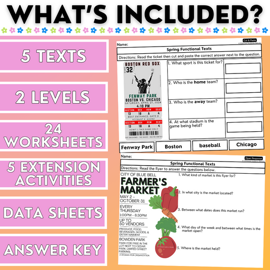 Spring Funtional Texts - Real-World Reading & Comprehension Worksheets
