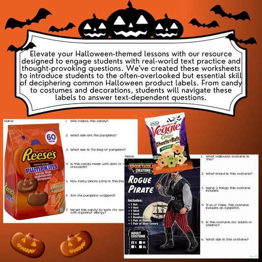 Product Label Comprehension - HALLOWEEN EDITION - Special Education