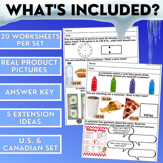 Concession Stand - Vocational Skills Worksheets - Workplace Readiness - Jobs