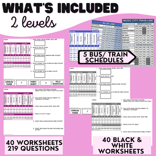 Bus & Train Schedules Unit 4 - Life Skills - Vocational - Special Education