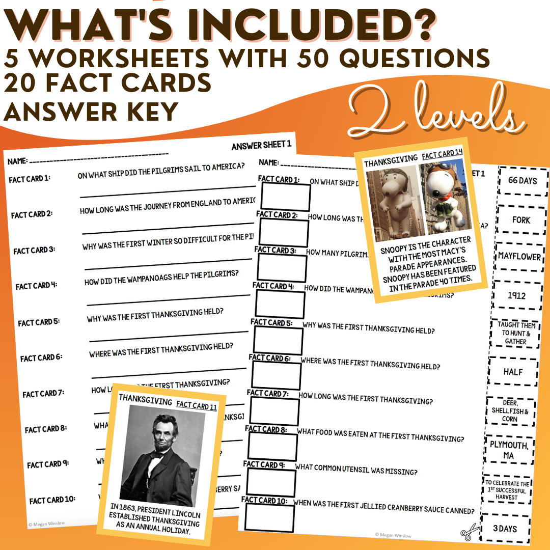 Thanksgiving Scavenger Hunt - Informational Reading - Scoot Activity - 2 Levels
