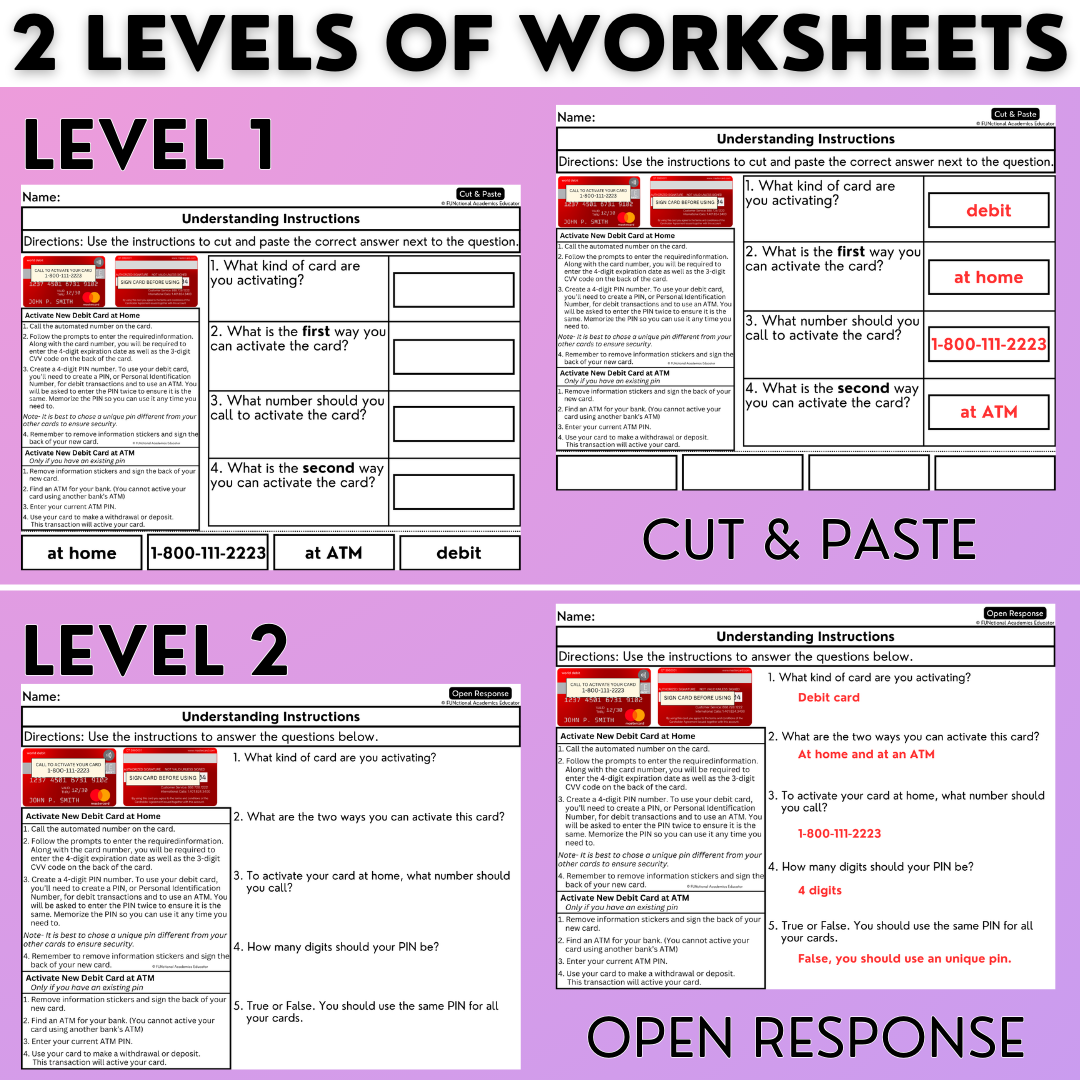 Understanding Instructions 3 - Real-World Reading & Comprehension Worksheets