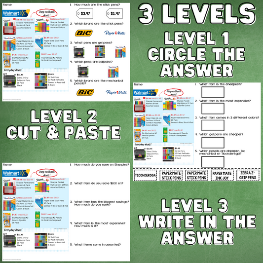 Reading Back to School Advertisements - Functional Reading - Life Skills