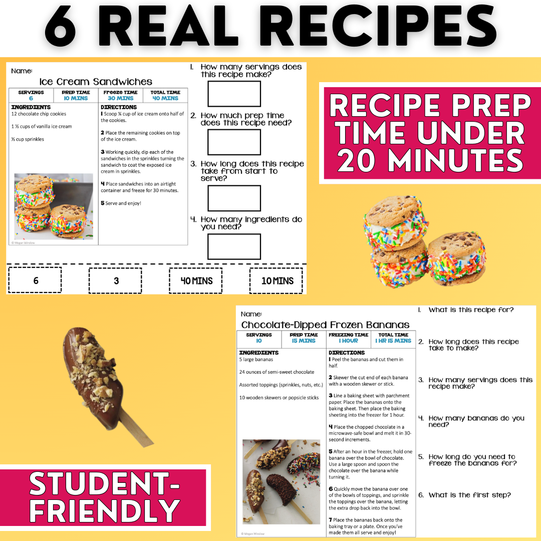 Summer Recipes - Cooking Activities & Worksheets - Reading - ESY & EYP