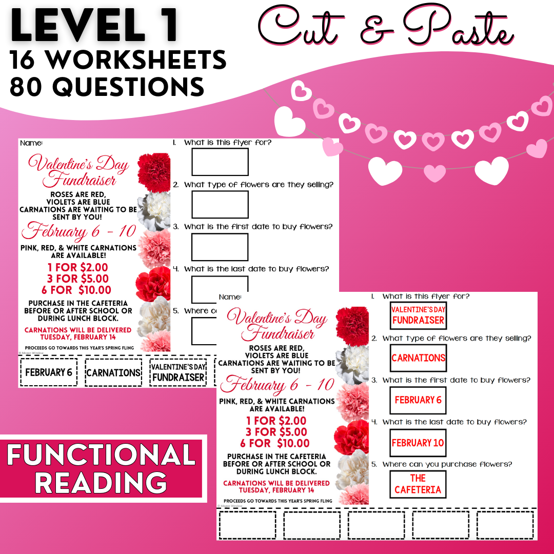 Valentine's Day Funtional Texts - Real-World Reading Worksheets