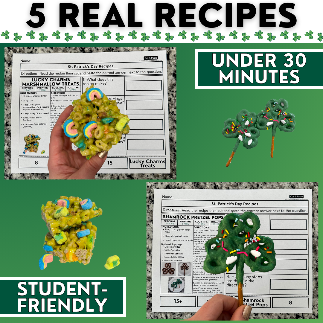 St. Patrick's Day Recipes - Cooking Activities & Worksheets - Reading