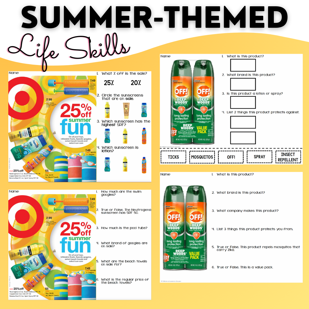 SUMMER BUNDLE 1 - Life Skills - Functional Text - Special Education - EYP & ESY