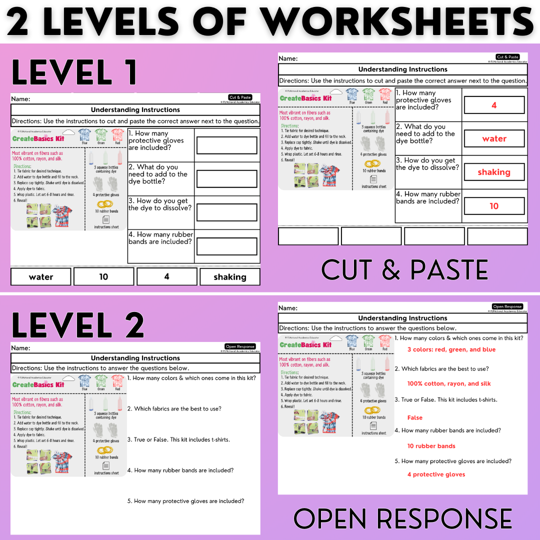 Understanding Instructions 6 - Real-World Reading & Comprehension Worksheets