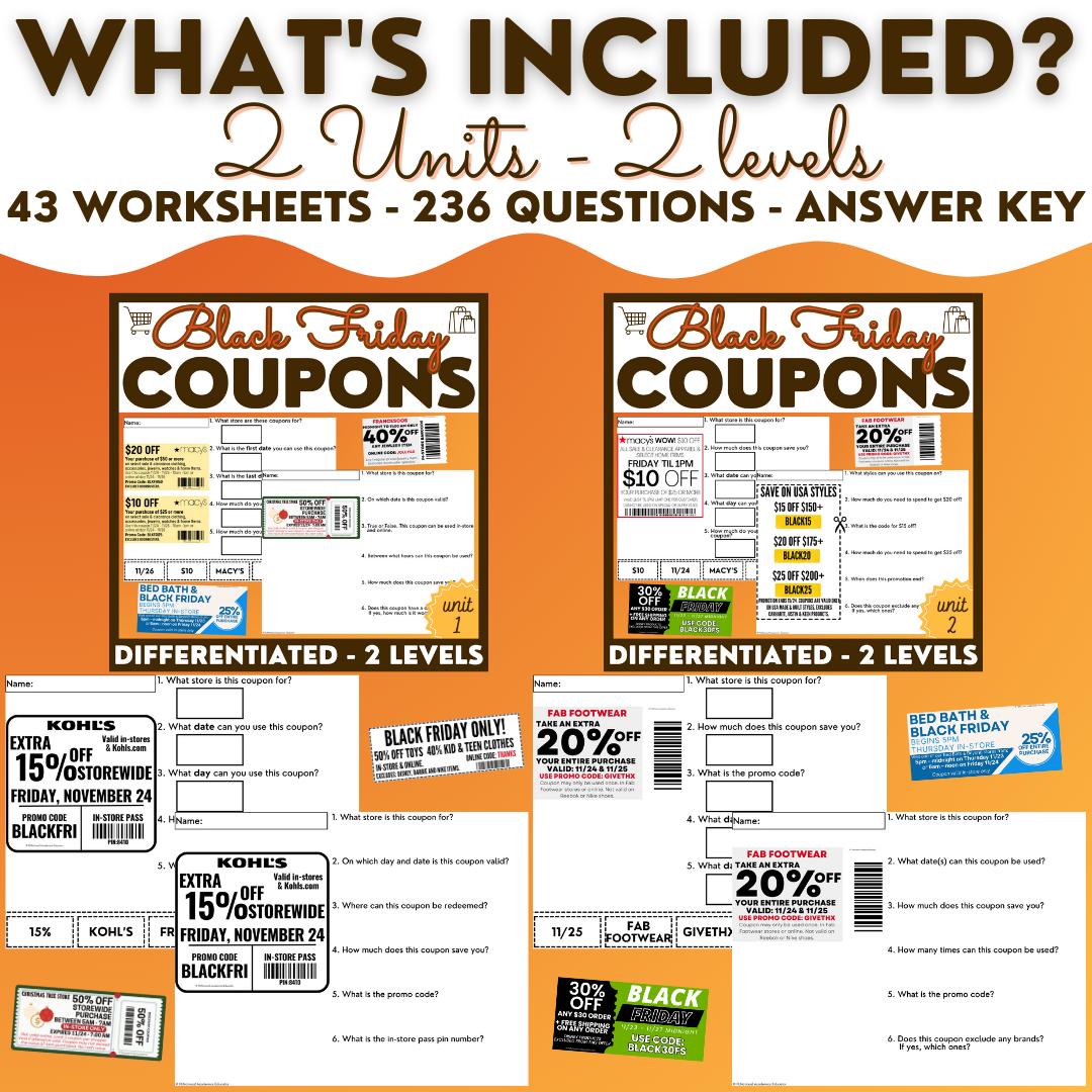 Black Friday Coupons BUNDLE - Functional Reading - Life Skills