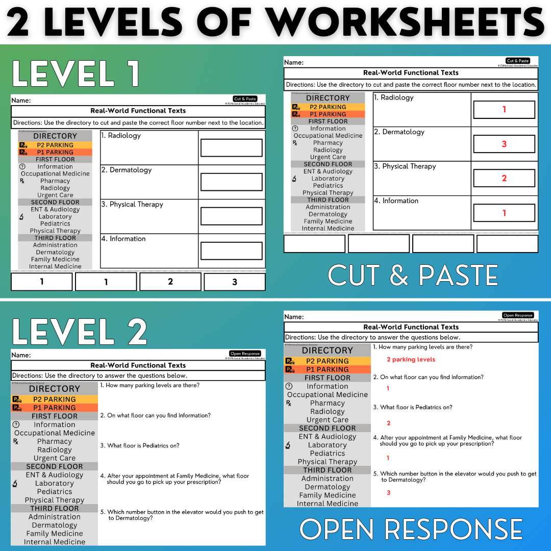 Real-World Functional Texts & Documents 2 - Reading & Comprehension Worksheets