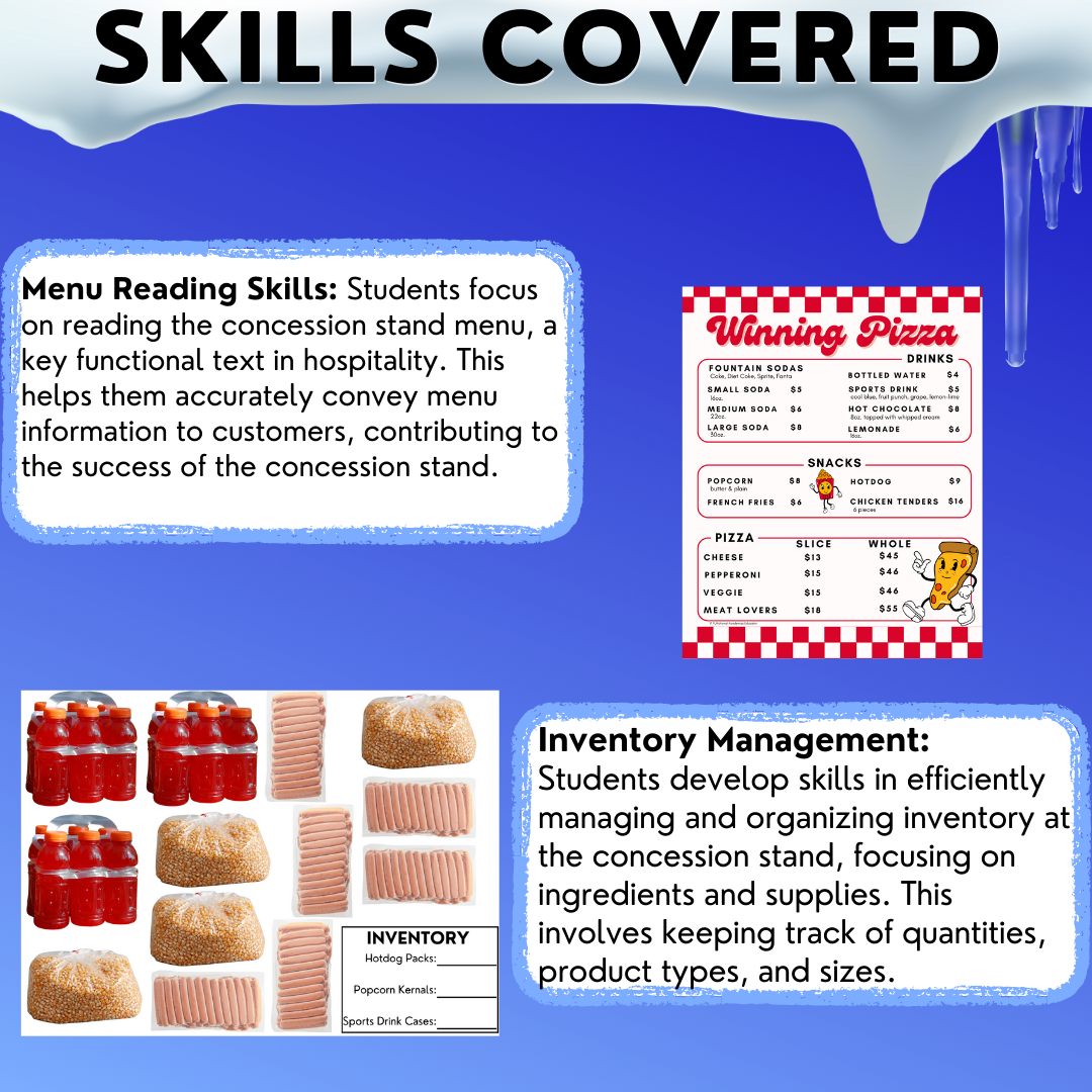 Concession Stand - Vocational Skills Worksheets - Workplace Readiness - Jobs