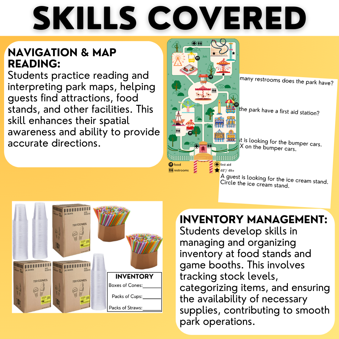 Amusement Park - Vocational Skills Worksheets - Workplace Readiness - Job Skills