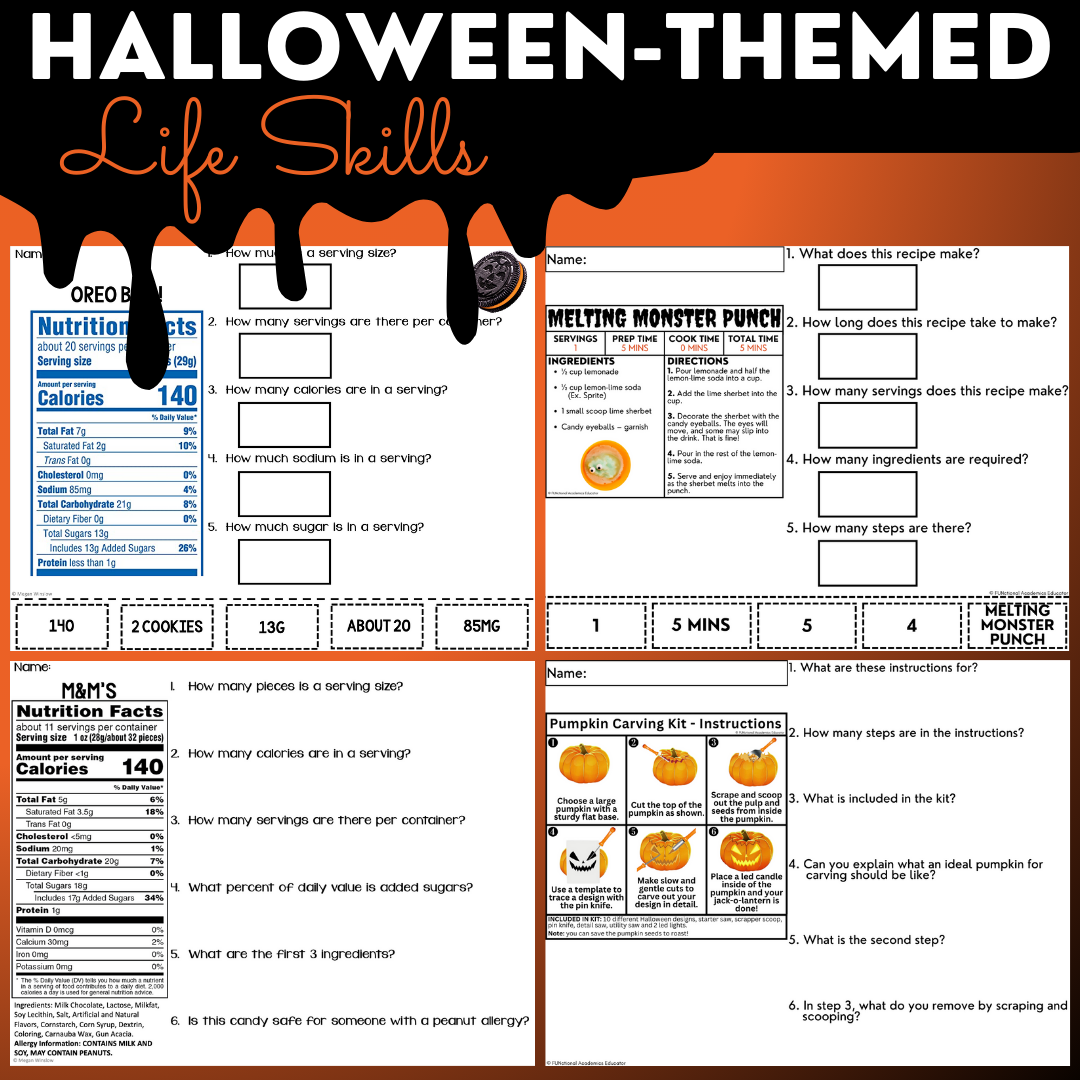 Halloween BUNDLE - Life Skills - Functional Text - Special Education