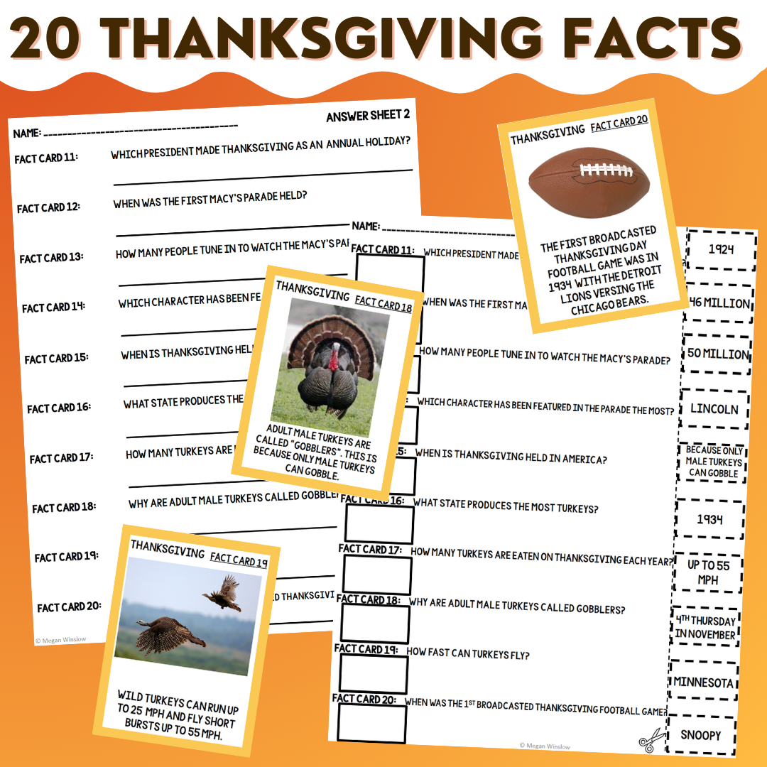 Thanksgiving Scavenger Hunt - Informational Reading - Scoot Activity - 2 Levels