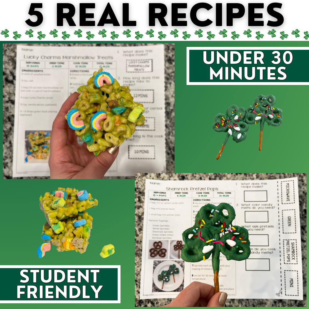 St. Patrick's Day Recipes - Cooking Activities & Worksheets - Reading
