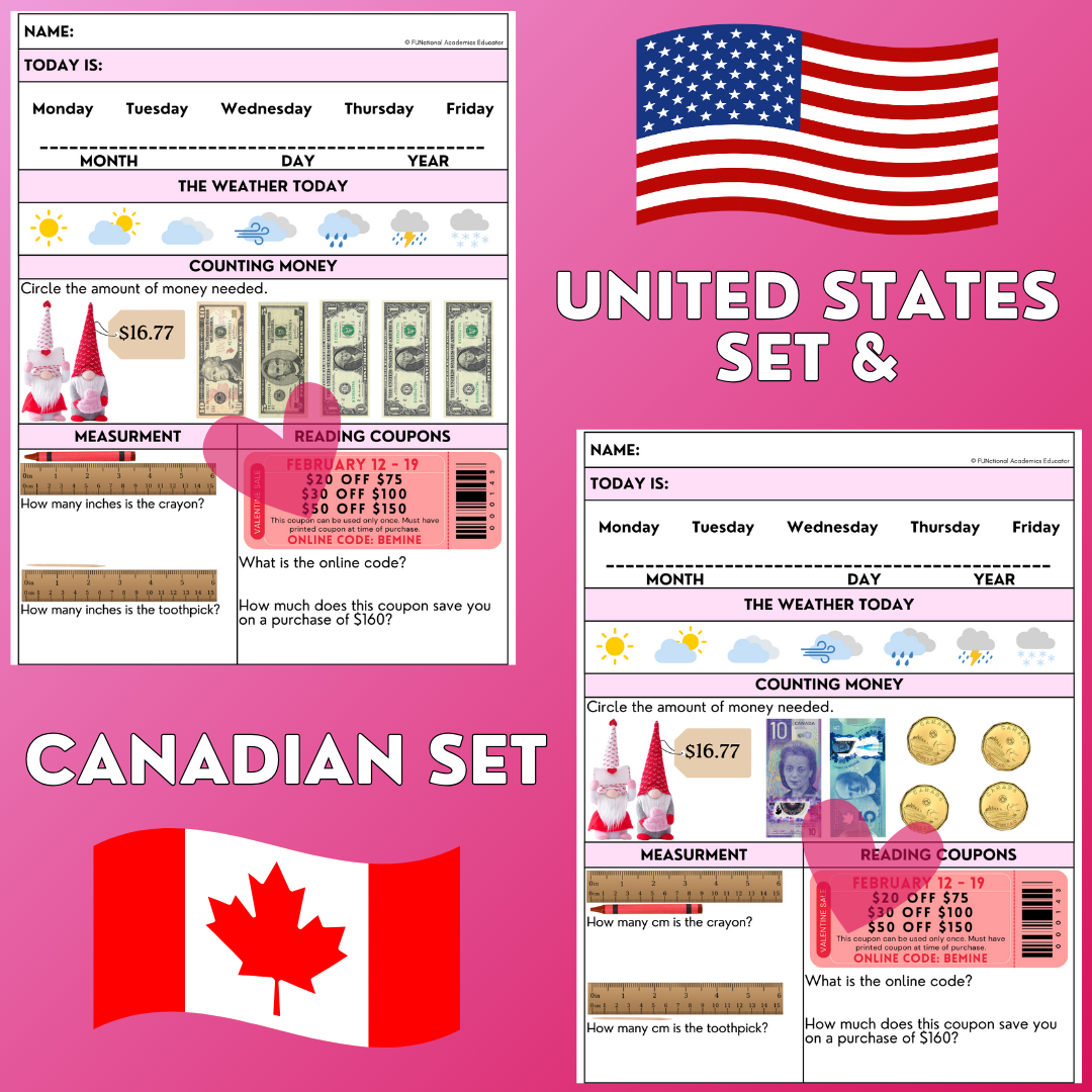 February Morning Work - Valentine's Day Life Skills - Special Ed Worksheets