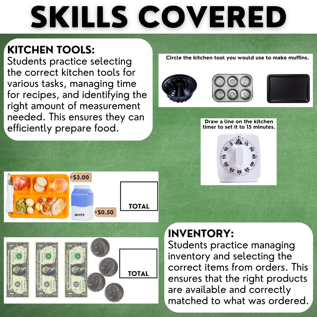 Cafeteria Worker - Vocational Skills Worksheets - Job Skills
