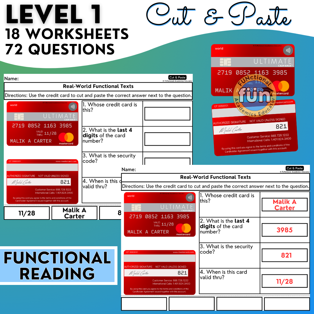 Real-World Functional Texts & Documents 3 - Reading & Comprehension Worksheets