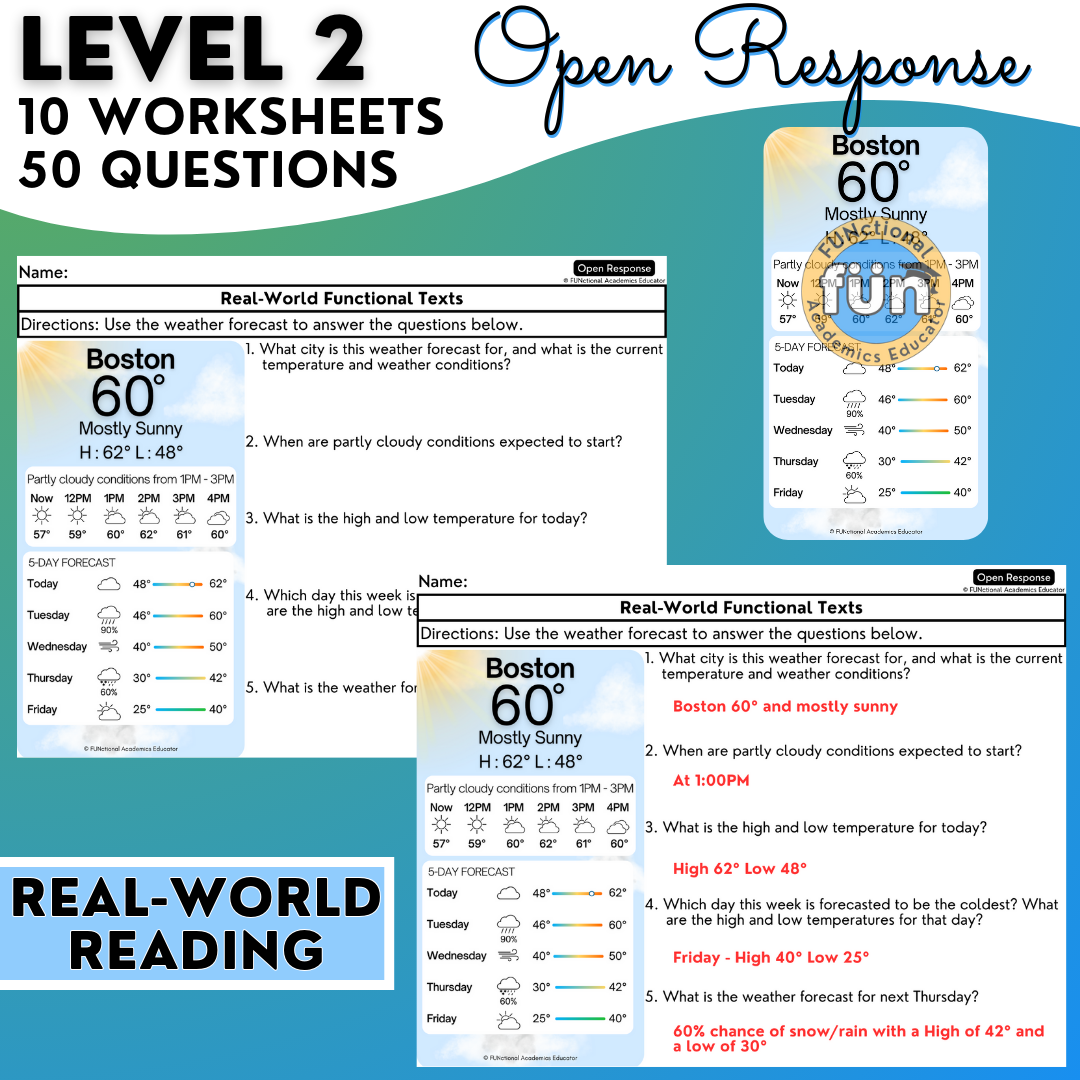 Real-World Functional Texts & Documents 2 - Reading & Comprehension Worksheets