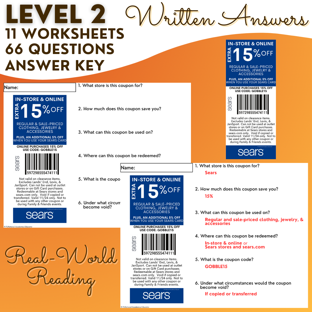Black Friday Coupons Unit 2 - Worksheets - Life Skills