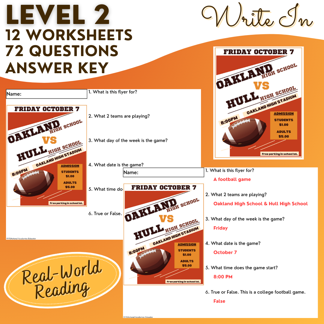 Fall-Themed Functional Texts - Functional Reading - Unit 1