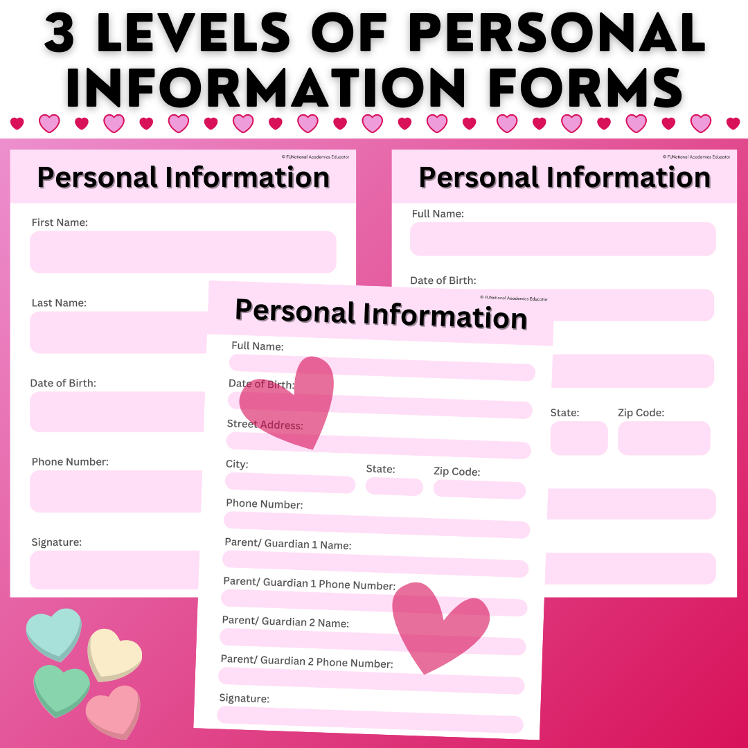 February Morning Work - Valentine's Day Life Skills - Special Ed Worksheets