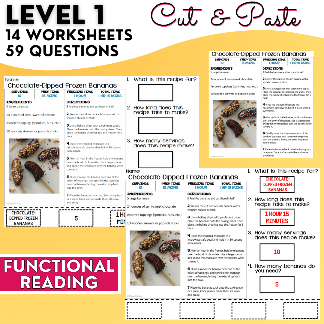 Summer Recipes - Cooking Activities & Worksheets - Reading - ESY & EYP