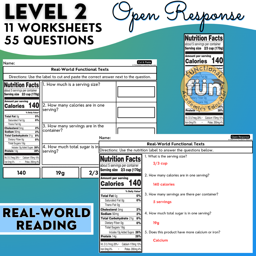 Real-World Functional Texts & Documents 6 - Reading & Comprehension Worksheets