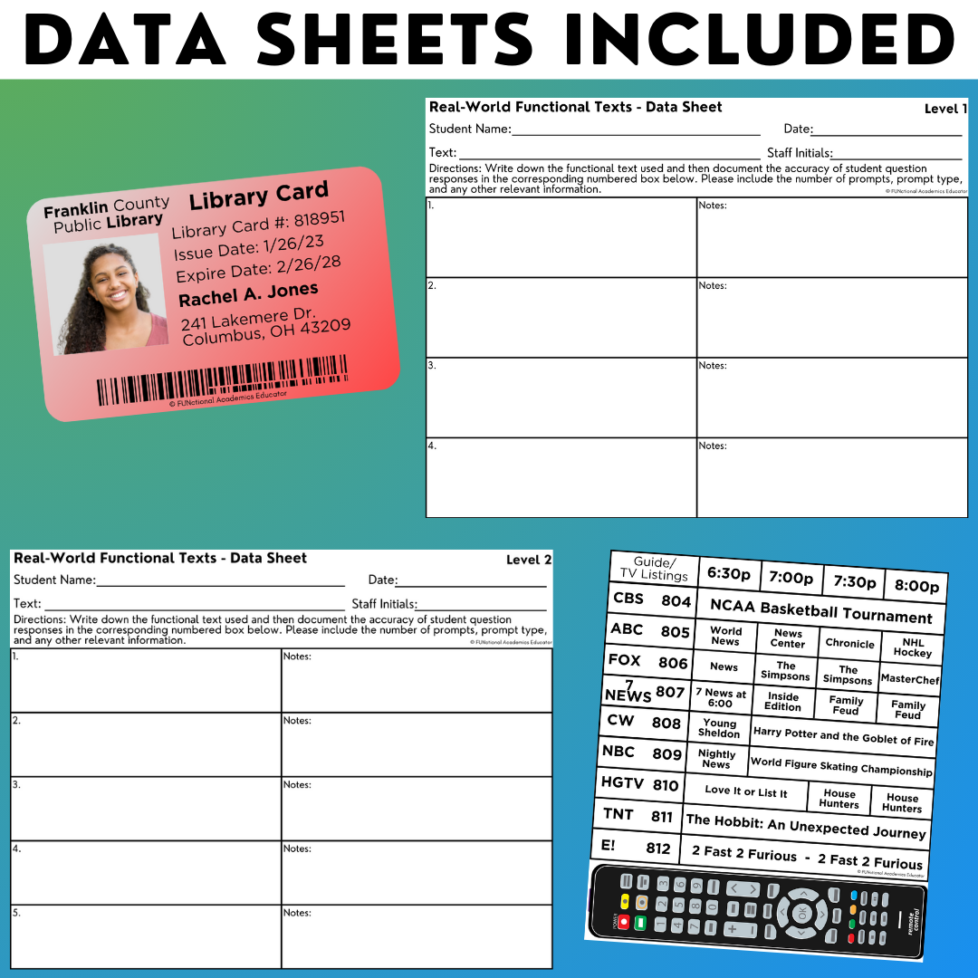 Real-World Functional Texts & Documents 2 - Reading & Comprehension Worksheets