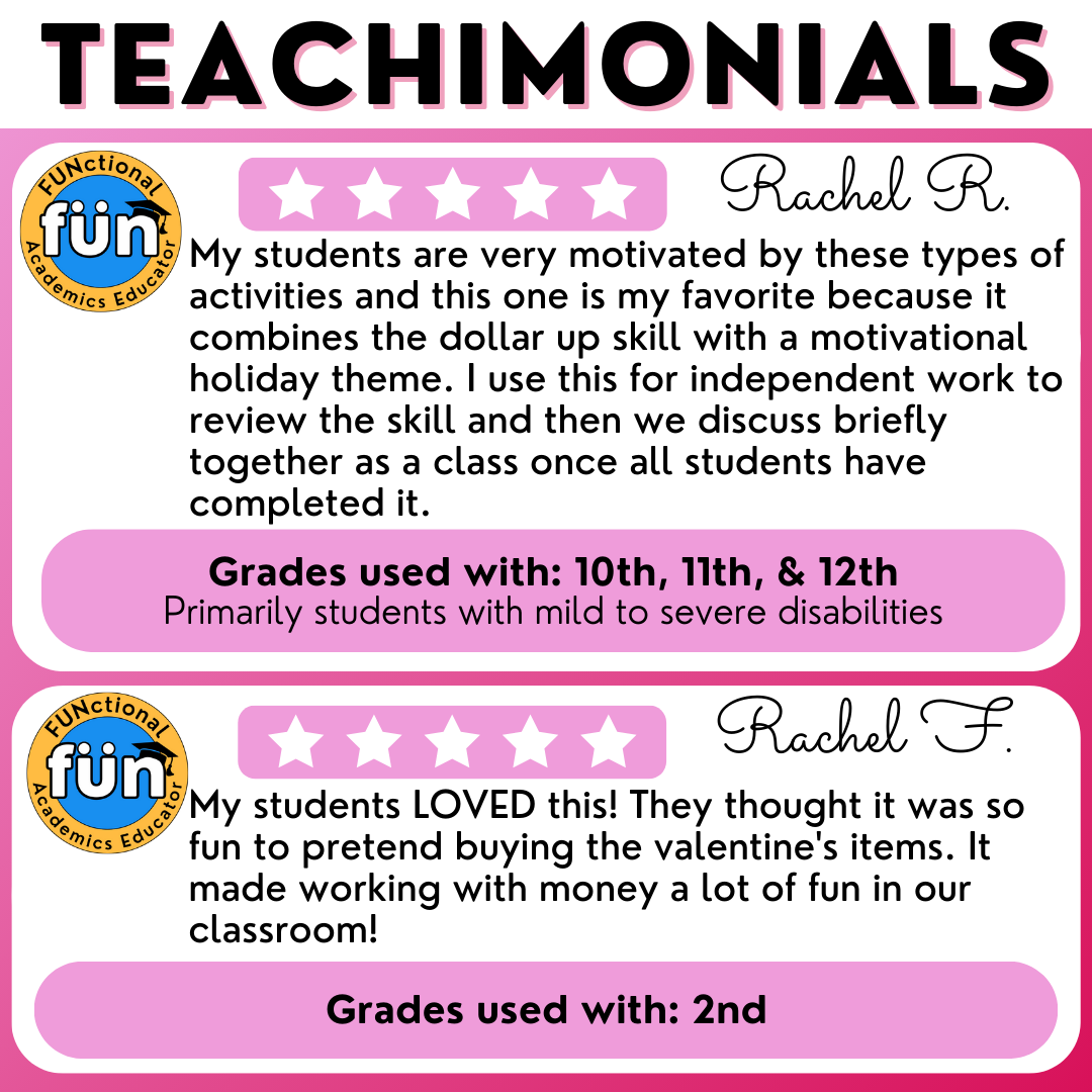 Valentine's Day Shopping Task Cards/ Worksheets - Real Photos - Money Math