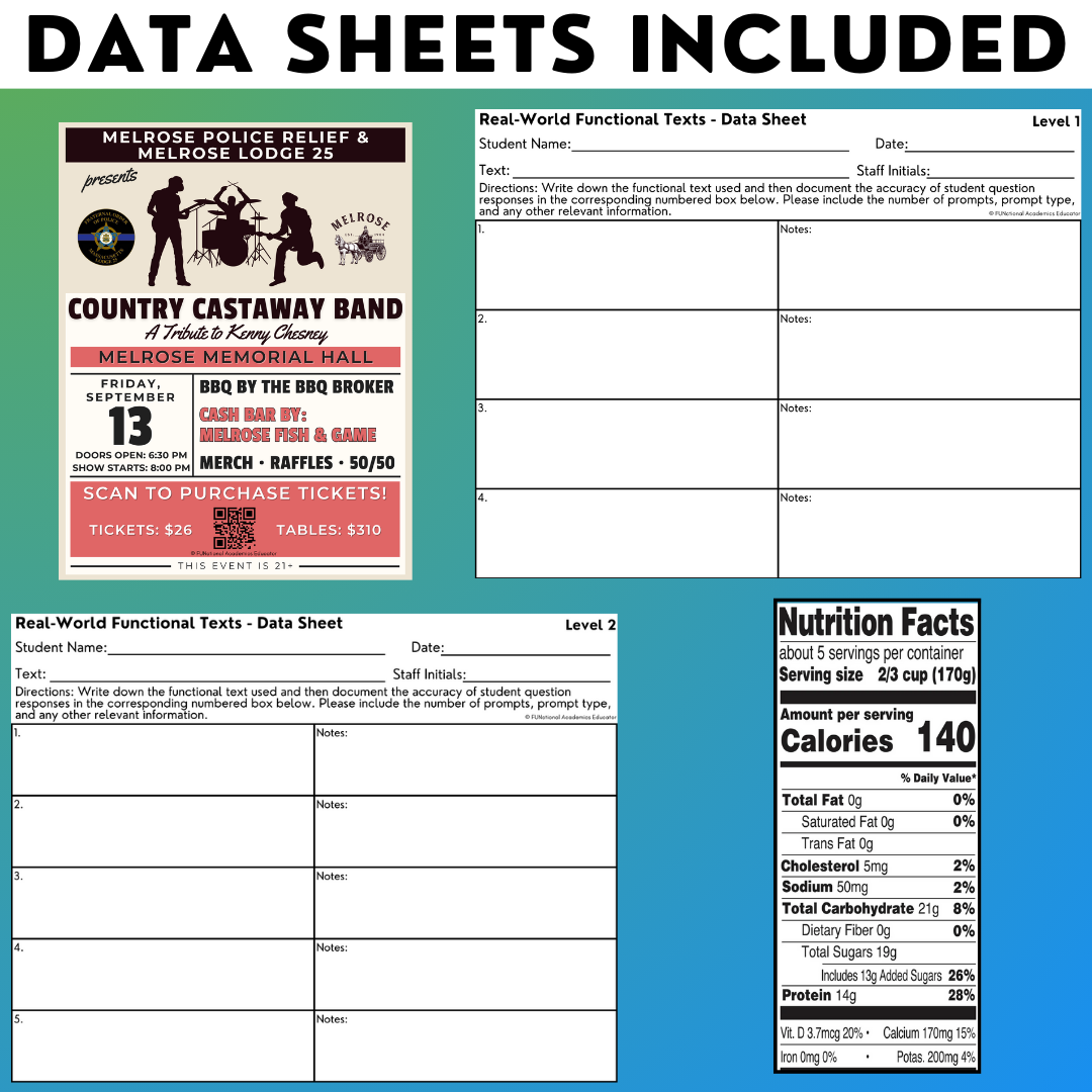 Real-World Functional Texts & Documents 6 - Reading & Comprehension Worksheets