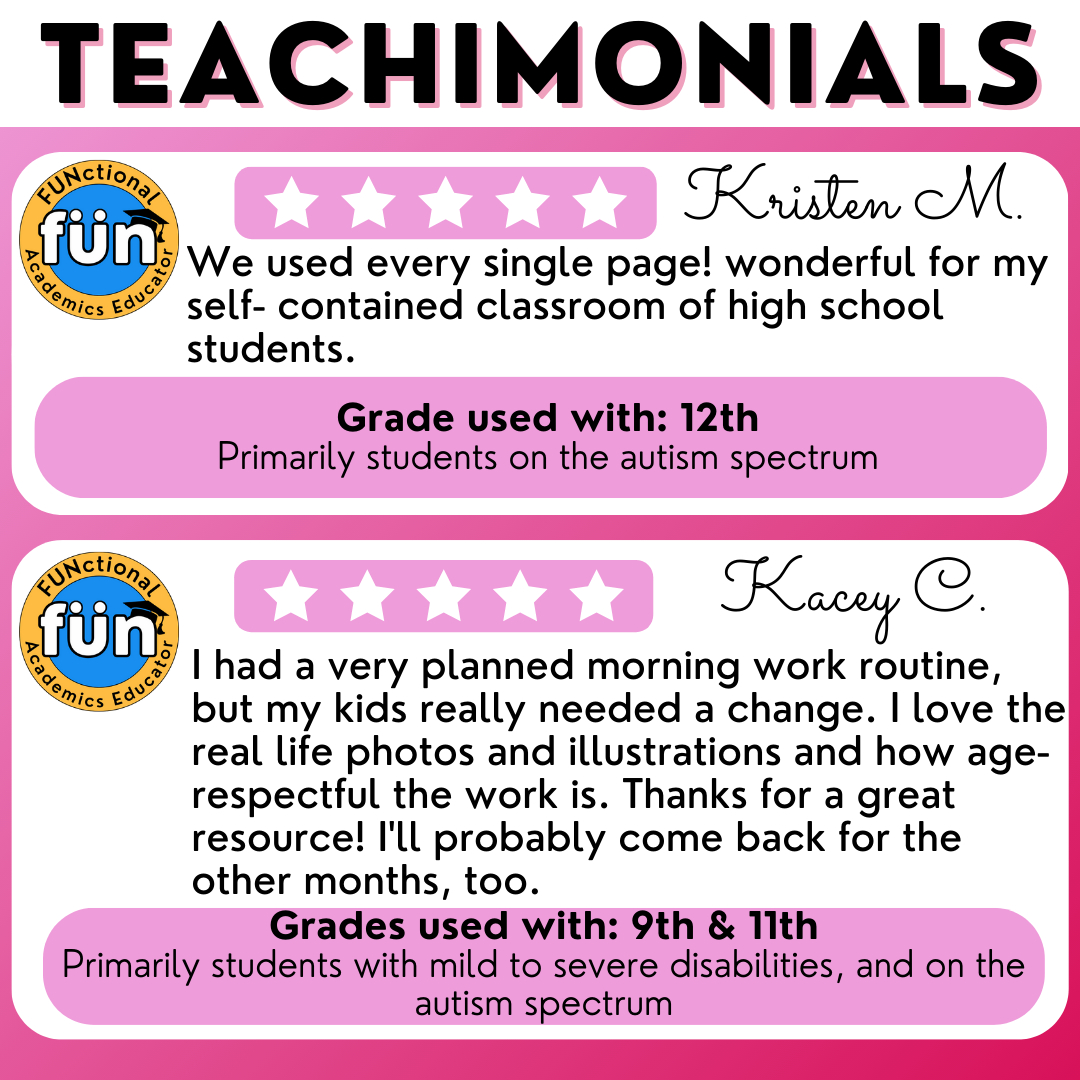 February Morning Work - Valentine's Day Life Skills - Special Ed Worksheets