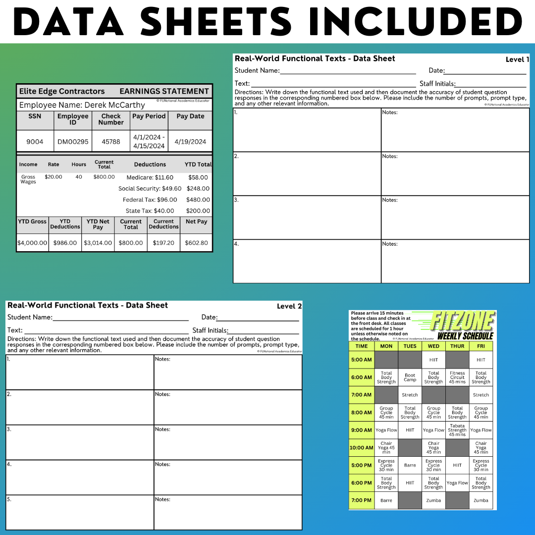 Real-World Functional Texts & Documents 3 - Reading & Comprehension Worksheets
