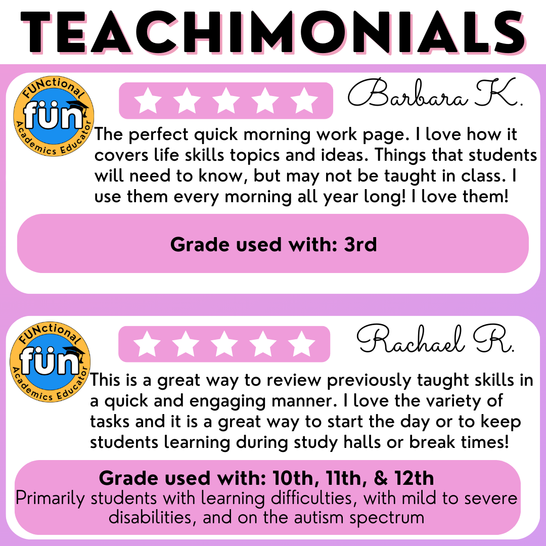 May Morning Work - Mother's Day & Spring Life Skills - Special Ed Worksheets